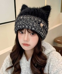 猫耳ﾌﾘﾝｼﾞｼｬｷﾞｰﾆｯﾄ帽