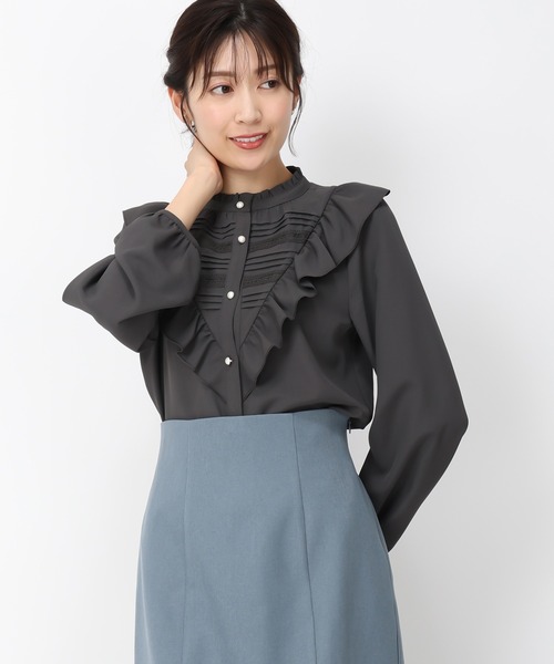 MISCH MASCH(ミッシュマッシュ)の「ピンタックレースフリルブラウス/MM448102(シャツ/ブラウス・レディース・ブラック/グレー/ホワイト・フリ-)」の21枚目の写真