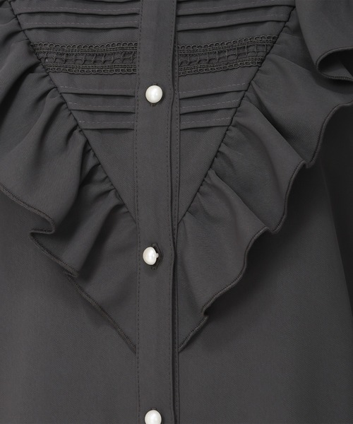 MISCH MASCH(ミッシュマッシュ)の「ピンタックレースフリルブラウス/MM448102(シャツ/ブラウス・レディース・ブラック/グレー/ホワイト・フリ-)」の4枚目の写真