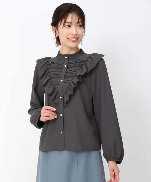 MISCH MASCH(ミッシュマッシュ)の「ピンタックレースフリルブラウス/MM448102(シャツ/ブラウス・レディース・ブラック/グレー/ホワイト・フリ-)」の5枚目の写真