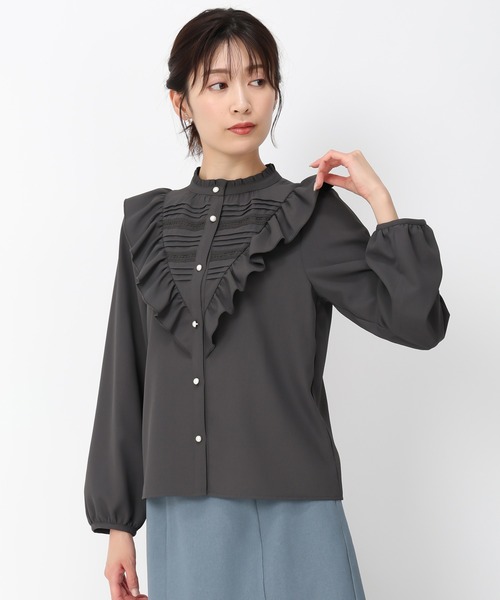 MISCH MASCH(ミッシュマッシュ)の「ピンタックレースフリルブラウス/MM448102(シャツ/ブラウス・レディース・ブラック/グレー/ホワイト・フリ-)」の6枚目の写真
