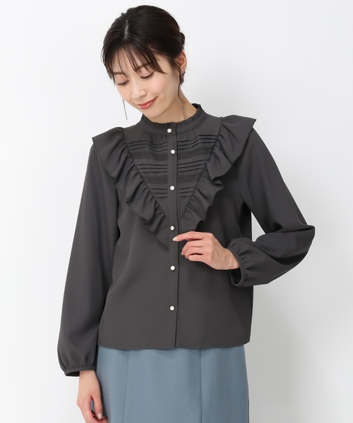 MISCH MASCH(ミッシュマッシュ)の「ピンタックレースフリルブラウス/MM448102(シャツ/ブラウス・レディース・ブラック/グレー/ホワイト・フリ-)」の7枚目の写真