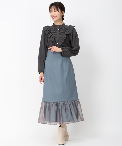MISCH MASCH(ミッシュマッシュ)の「ピンタックレースフリルブラウス/MM448102(シャツ/ブラウス・レディース・ブラック/グレー/ホワイト・フリ-)」の9枚目の写真