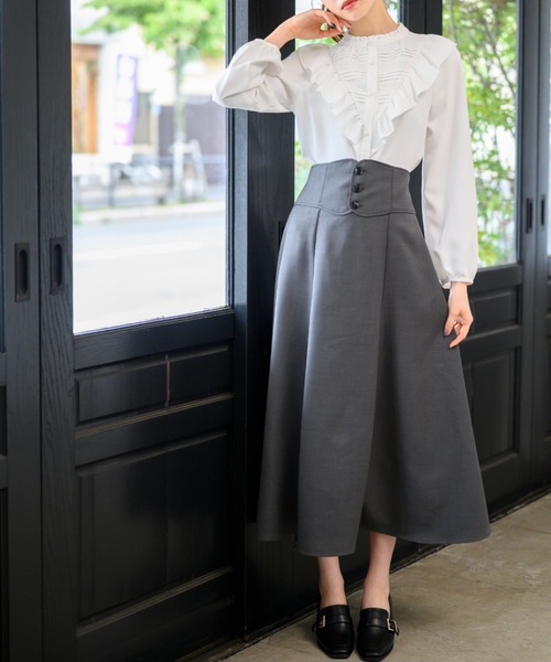 MISCH MASCH(ミッシュマッシュ)の「ピンタックレースフリルブラウス/MM448102(シャツ/ブラウス・レディース・ブラック/グレー/ホワイト・フリ-)」の11枚目の写真