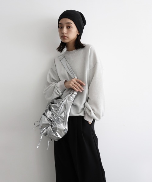 hellam(へラム)の「アルパカタッチ ニットビーニー(ニットキャップ/ビーニー・レディース・アイボリー/ブラック/チャコール・FREE)」の11枚目の写真