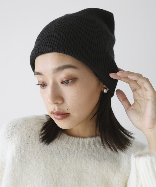 hellam(へラム)の「アルパカタッチ ニットビーニー(ニットキャップ/ビーニー・レディース・アイボリー/ブラック/チャコール・FREE)」の14枚目の写真
