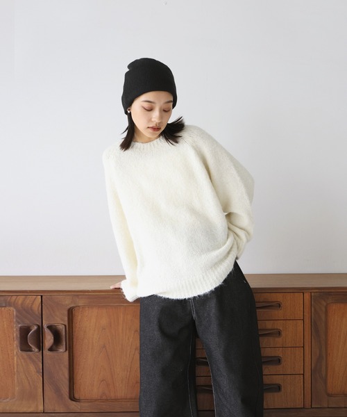 hellam(へラム)の「アルパカタッチ ニットビーニー(ニットキャップ/ビーニー・レディース・アイボリー/ブラック/チャコール・FREE)」の15枚目の写真