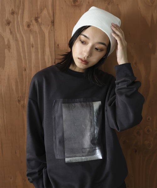 hellam(へラム)の「アルパカタッチ ニットビーニー(ニットキャップ/ビーニー・レディース・アイボリー/ブラック/チャコール・FREE)」の5枚目の写真