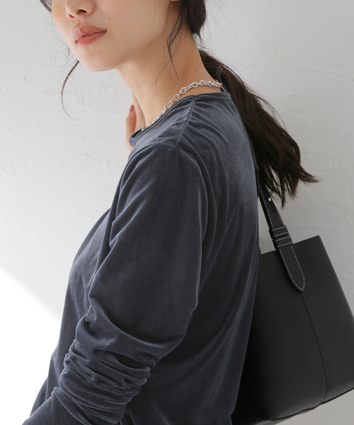 journal standard L'essage（ジャーナルスタンダードレサージュ）の「《追加2》ベロアプルオーバー（Tシャツ/カットソー・レディース・ネイビー/ブラウン系その他・FREE）」の21枚目の写真