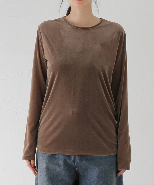 journal standard L'essage（ジャーナルスタンダードレサージュ）の「《追加2》ベロアプルオーバー（Tシャツ/カットソー・レディース・ネイビー/ブラウン系その他・FREE）」の11枚目の写真