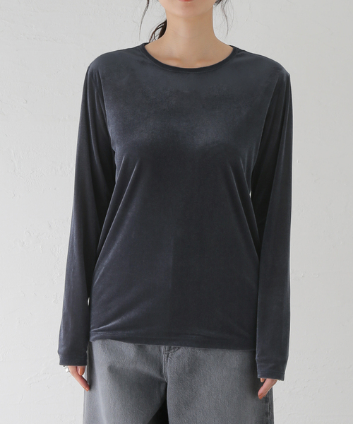 journal standard L'essage（ジャーナルスタンダードレサージュ）の「《追加2》ベロアプルオーバー（Tシャツ/カットソー・レディース・ネイビー/ブラウン系その他・FREE）」の13枚目の写真