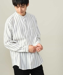 【即サマ見え】ランダムストライプ柄 起毛シャツ