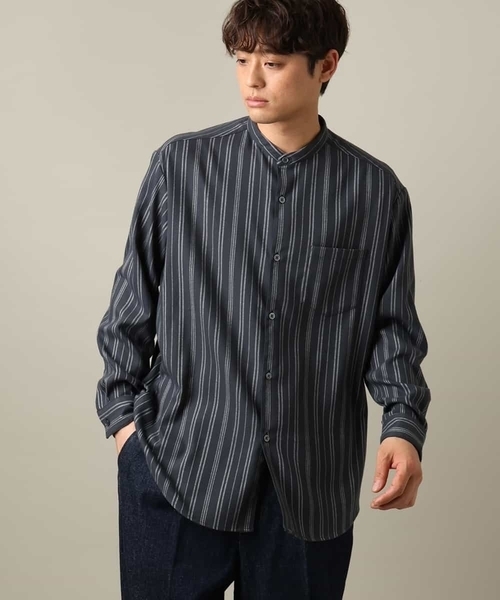 a.v.v（アーヴェヴェ）の「【即サマ見え】ランダムストライプ柄 起毛シャツ（シャツ/ブラウス・メンズ・ホワイト/チャコールグレー・44/50/48/46）」の2枚目の写真