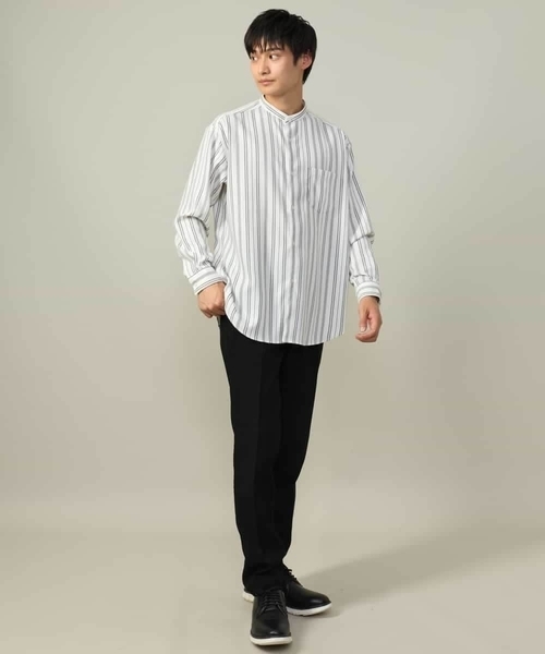 a.v.v（アーヴェヴェ）の「【即サマ見え】ランダムストライプ柄 起毛シャツ（シャツ/ブラウス・メンズ・ホワイト/チャコールグレー・44/50/48/46）」の7枚目の写真