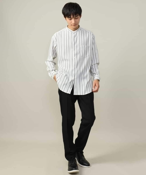 a.v.v（アーヴェヴェ）の「【即サマ見え】ランダムストライプ柄 起毛シャツ（シャツ/ブラウス・メンズ・ホワイト/チャコールグレー・44/50/48/46）」の8枚目の写真