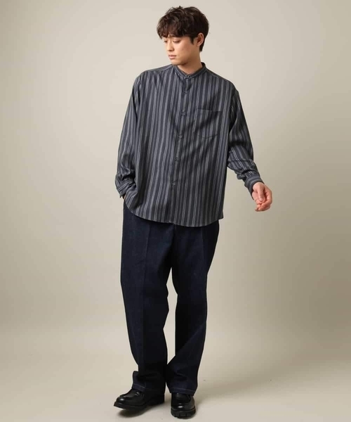 a.v.v（アーヴェヴェ）の「【即サマ見え】ランダムストライプ柄 起毛シャツ（シャツ/ブラウス・メンズ・ホワイト/チャコールグレー・44/50/48/46）」の12枚目の写真