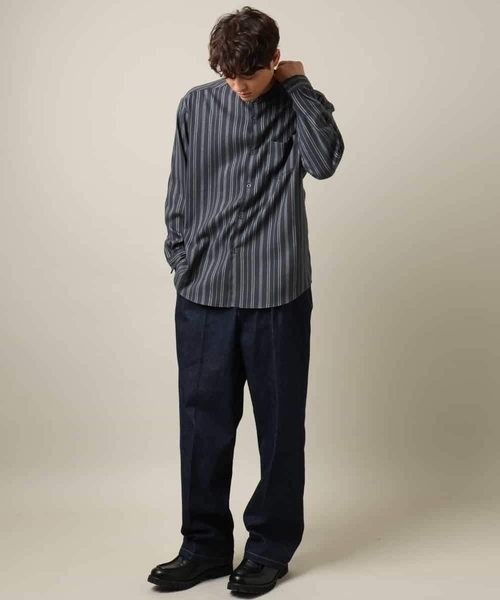 a.v.v（アーヴェヴェ）の「【即サマ見え】ランダムストライプ柄 起毛シャツ（シャツ/ブラウス・メンズ・ホワイト/チャコールグレー・44/50/48/46）」の13枚目の写真