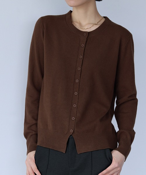 クルーネックハイゲージニットカーディガン（カーディガン/ボレロ