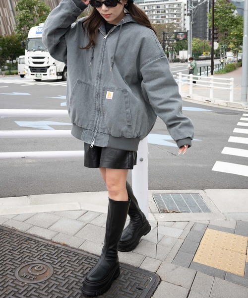 WEGO(ウィゴー)の「WEGO/ヴィンテージウォッシュダックフードブルゾン(ブルゾン・レディース・ベージュ/チャコール・FREE)」の19枚目の写真