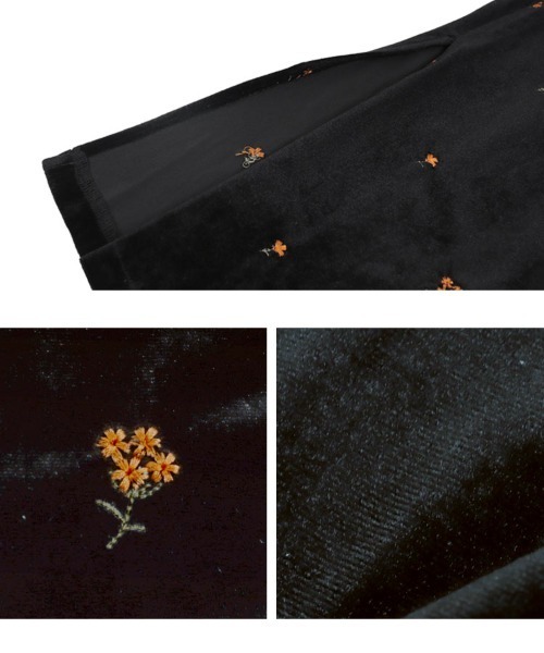 KOBE LETTUCE（コウベレタス）の「刺繍ベロアワンピース（ワンピース・レディース・アイボリー/ブラック/ダークブラウン・M）」の13枚目の写真