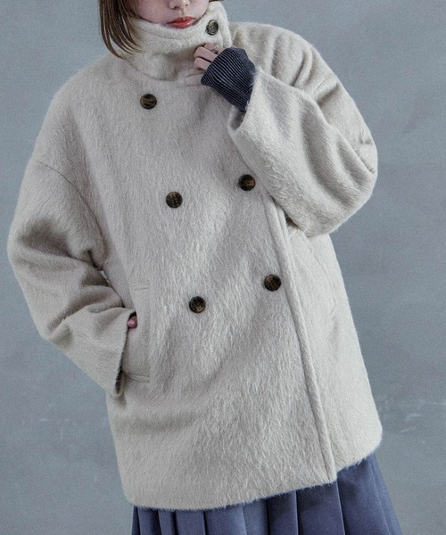 【国内正規総代理店アイテム】 スタンドカラー ハーフコート（ピーコート）｜Fashion Letter ジャケット・アウター