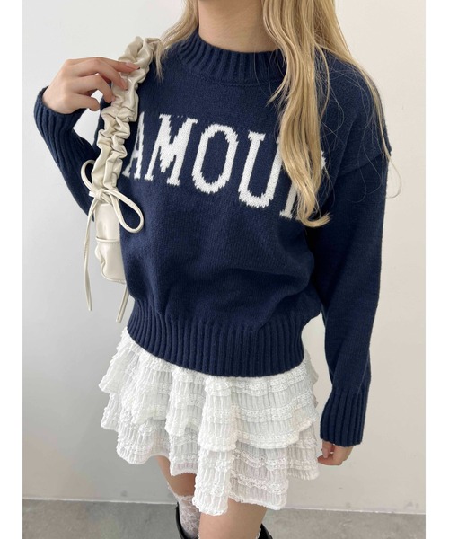 PHILLY（フィリー）の「【PHILLY】AMOURロゴジャガードニット（ニット/セーター・レディース・ネイビー/ホワイト/グレー・FREE）」の19枚目の写真