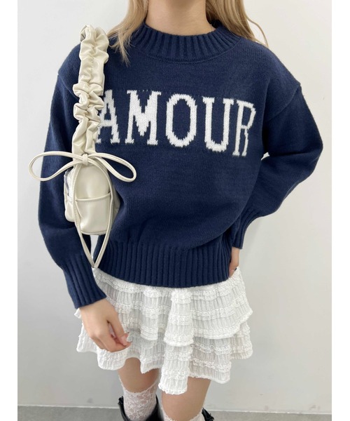 PHILLY（フィリー）の「【PHILLY】AMOURロゴジャガードニット（ニット/セーター・レディース・ネイビー/ホワイト/グレー・FREE）」の20枚目の写真