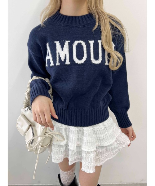 PHILLY（フィリー）の「【PHILLY】AMOURロゴジャガードニット（ニット/セーター・レディース・ネイビー/ホワイト/グレー・FREE）」の21枚目の写真