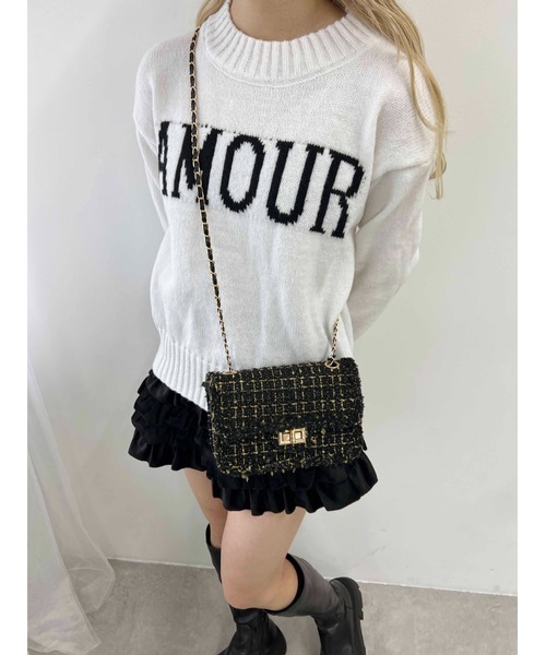 PHILLY（フィリー）の「【PHILLY】AMOURロゴジャガードニット（ニット/セーター・レディース・ネイビー/ホワイト/グレー・FREE）」の8枚目の写真