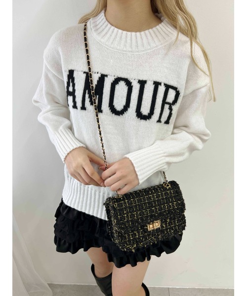 PHILLY（フィリー）の「【PHILLY】AMOURロゴジャガードニット（ニット/セーター・レディース・ネイビー/ホワイト/グレー・FREE）」の9枚目の写真