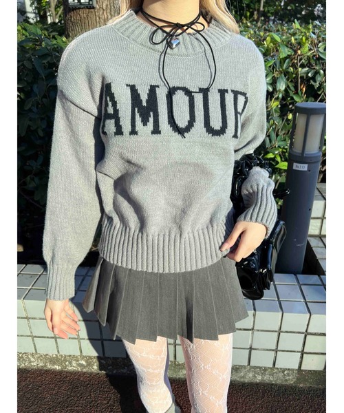 PHILLY（フィリー）の「【PHILLY】AMOURロゴジャガードニット（ニット/セーター・レディース・ネイビー/ホワイト/グレー・FREE）」の10枚目の写真