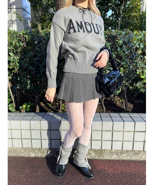 PHILLY（フィリー）の「【PHILLY】AMOURロゴジャガードニット（ニット/セーター・レディース・ネイビー/ホワイト/グレー・FREE）」の13枚目の写真