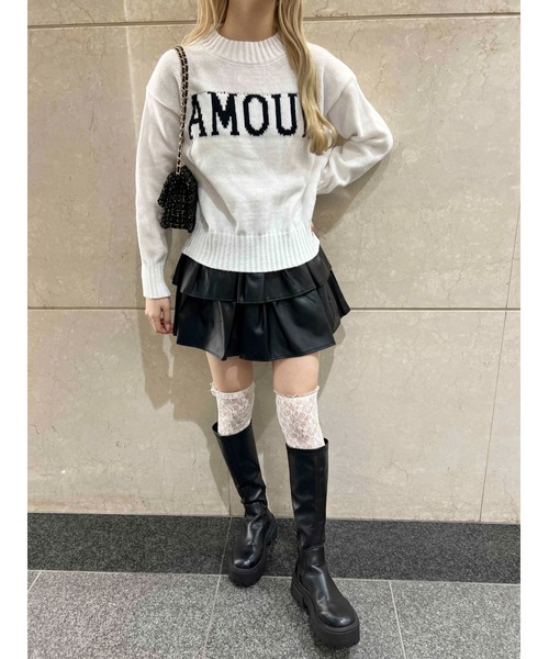 PHILLY（フィリー）の「【PHILLY】AMOURロゴジャガードニット（ニット/セーター・レディース・ネイビー/ホワイト/グレー・FREE）」の7枚目の写真