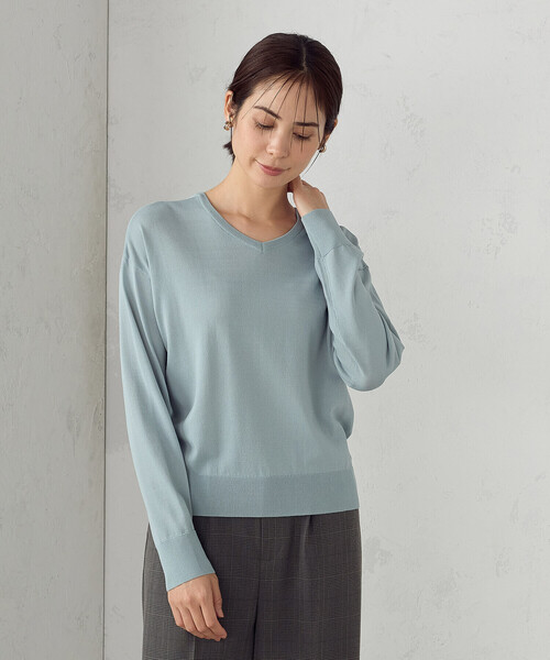 COMME CA ISM(コムサイズム)の「【ウォッシャブル・UVカット】ベーシック 2WAYニット(ニット/セーター・レディース・ネイビー/ミント/ライトグレー/ブラック・MEDIUM/LARGE)」の3枚目の写真