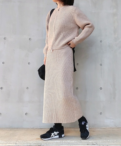 Q（キュー）の「ノーカラージップカーデ（カーディガン/ボレロ・レディース・グレー/ベージュ・MEDIUM）」の7枚目の写真