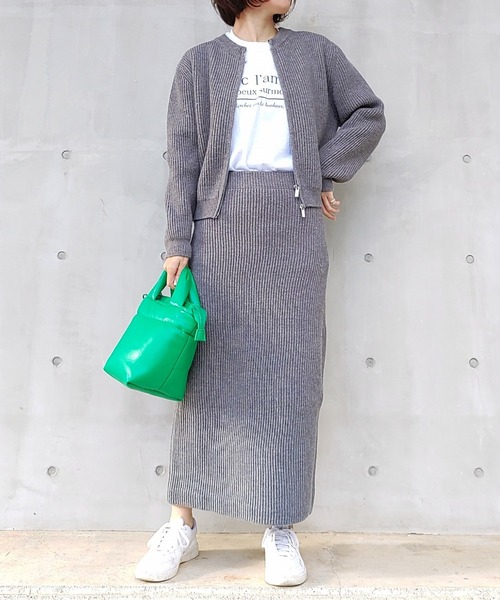 Q（キュー）の「ノーカラージップカーデ（カーディガン/ボレロ・レディース・グレー/ベージュ・MEDIUM）」の10枚目の写真