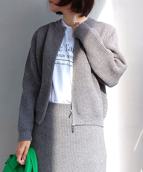 Q（キュー）の「ノーカラージップカーデ（カーディガン/ボレロ・レディース・グレー/ベージュ・MEDIUM）」の18枚目の写真