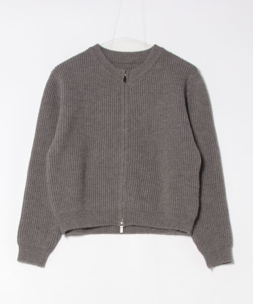 Q（キュー）の「ノーカラージップカーデ（カーディガン/ボレロ・レディース・グレー/ベージュ・MEDIUM）」の11枚目の写真