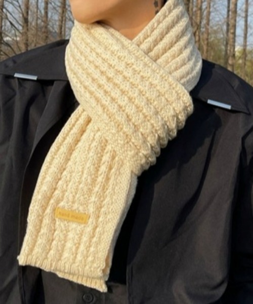 MGV（エムジーヴィー）の「シンプルロングマフラー（マフラー・メンズ・ブラック/アイボリー/ブラウン/グレー・FREE）」の2枚目の写真