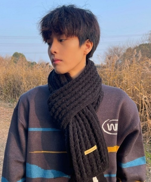 MGV（エムジーヴィー）の「シンプルロングマフラー（マフラー・メンズ・ブラック/アイボリー/ブラウン/グレー・FREE）」の17枚目の写真