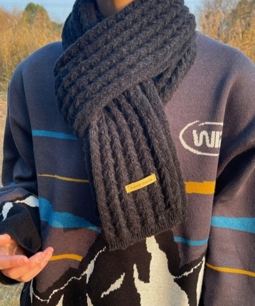 MGV（エムジーヴィー）の「シンプルロングマフラー（マフラー・メンズ・ブラック/アイボリー/ブラウン/グレー・FREE）」の6枚目の写真