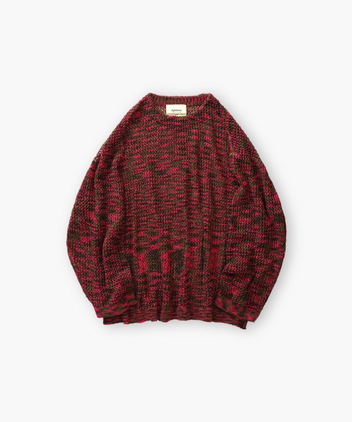 Aphlotus（アプロタス）の「クルーネック ループヤーン段染め 透かし編み LSニット（ニット/セーター・メンズ・アイボリー/ピンク/グリーン・MEDIUM/LARGE）」の19枚目の写真