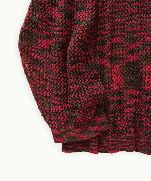 Aphlotus（アプロタス）の「クルーネック ループヤーン段染め 透かし編み LSニット（ニット/セーター・メンズ・アイボリー/ピンク/グリーン・MEDIUM/LARGE）」の22枚目の写真