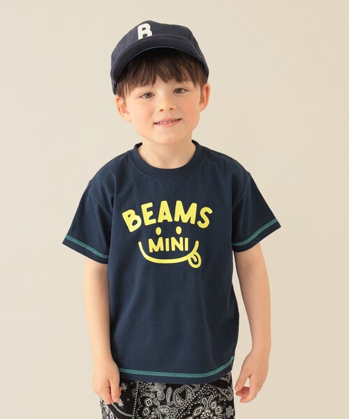 BEAMS mini（ビームスミニ）の「スマイル ロゴ Tシャツ 2025SS（90～130cm）（Tシャツ/カットソー・キッズ・ネイビー/レッド系その他2/サックスブルー/オフホワイト・100/130/120/110/90）」の2枚目の写真