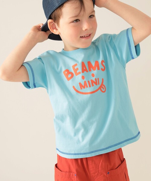BEAMS mini（ビームスミニ）の「スマイル ロゴ Tシャツ 2025SS（90～130cm）（Tシャツ/カットソー・キッズ・ネイビー/レッド系その他2/サックスブルー/オフホワイト・100/130/120/110/90）」の3枚目の写真