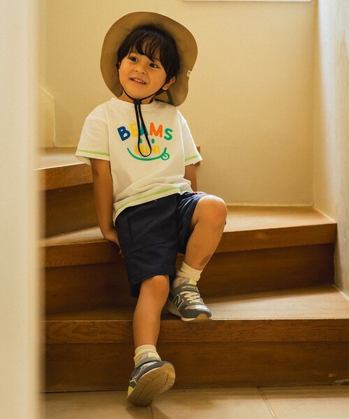 BEAMS mini（ビームスミニ）の「スマイル ロゴ Tシャツ 2025SS（90～130cm）（Tシャツ/カットソー・キッズ・ネイビー/レッド系その他2/サックスブルー/オフホワイト・100/130/120/110/90）」の5枚目の写真