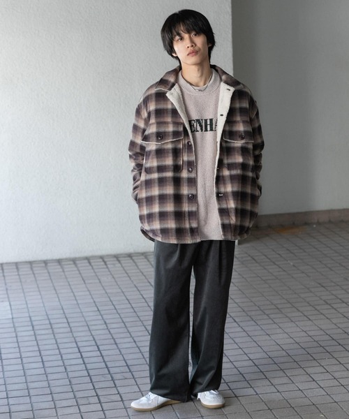 SENSE OF PLACE by URBAN RESEARCH（センスオブプレイスバイアーバンリサーチ）の「オンブレーチェックボアジャケット（その他アウター・メンズ・ブラウン/ブラック・MEDIUM/LARGE）」の6枚目の写真
