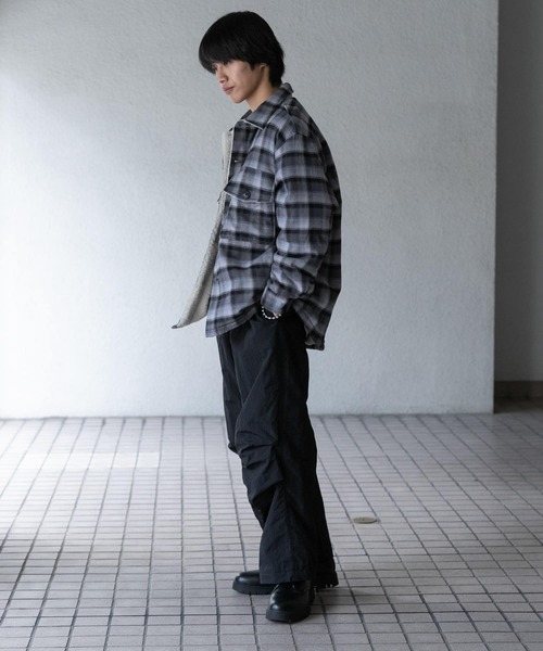 【新品】カシミヤ100% USA製 オンブレチェックジャケット 黒×白 L相当 新品】カシミヤ100% USA製 オンブレチェックジャケット 黒×白 L相当