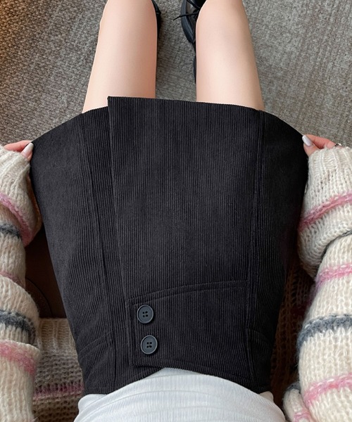 2ly2（トゥーリートゥー）の「楽ちんキレイ！大人のきれいめコーデュロイスカート風ショートパンツ（その他パンツ・レディース・ブラック/ブラウン/ベージュ・FREE）」の5枚目の写真