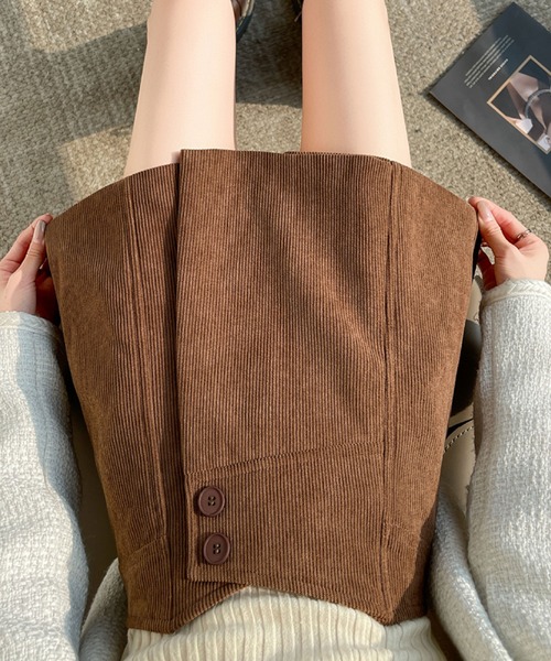 2ly2（トゥーリートゥー）の「楽ちんキレイ！大人のきれいめコーデュロイスカート風ショートパンツ（その他パンツ・レディース・ブラック/ブラウン/ベージュ・FREE）」の13枚目の写真